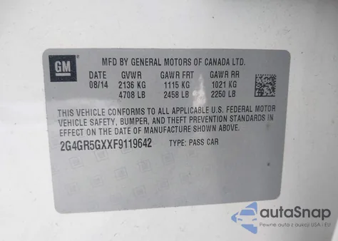 2015 Buick Regal Turbo Premium Ii from USA, damaged, VIN 2G4GR5GXXF9119642